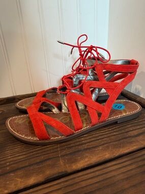 NWT Sam Edelman Red Lace-Up Suede Gladiator Sandals - Women